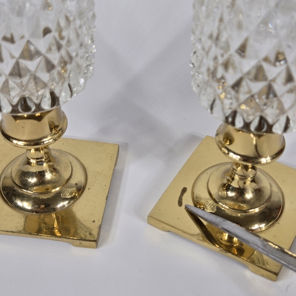 Vintage Quilted Diamond Partylite Votive Candle Holder Glass Sconce PAIR MCM - Picture 9 of 17